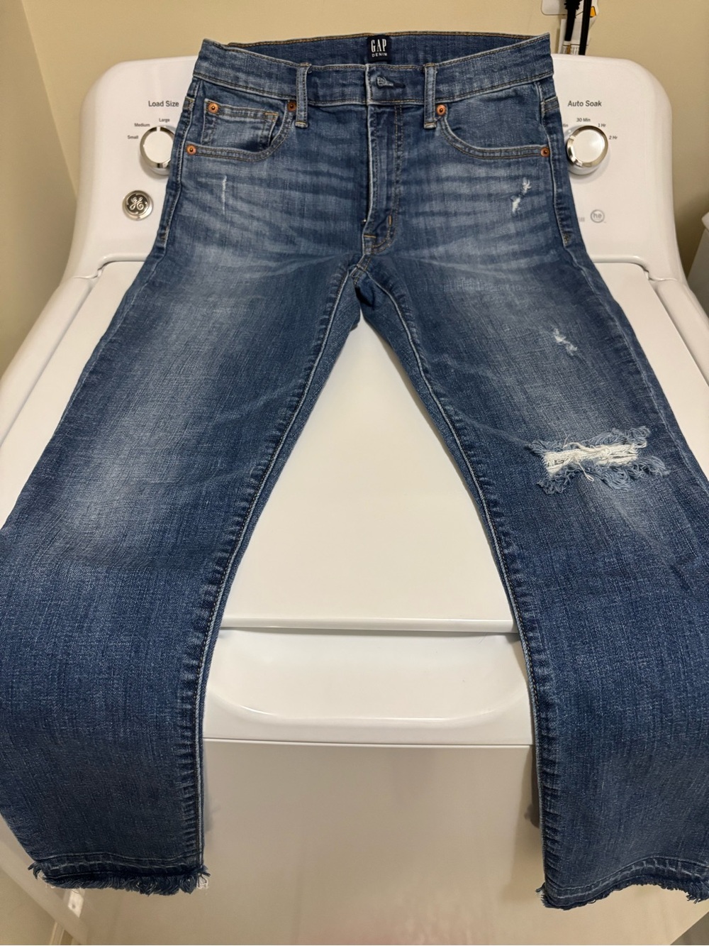 GAP Faded Blue Distressed True Skinny Jeans